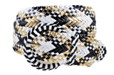 Women's Fashion Web Woven Braid Faux Leather Metallic Wide Belt