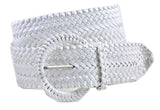Women's Fashion Web Woven Braid Faux Leather Metallic Wide Belt