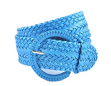 Women's Fashion Web Woven Braid Faux Leather Metallic Wide Belt