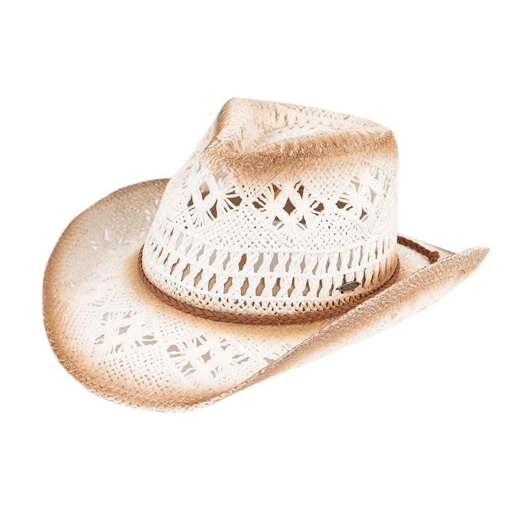 C.C Ombre Open Weave Cowbay Hat with Braided Trim – NYFASHION101 display picture 3