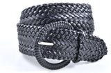 Women's Fashion Web Woven Braid Faux Leather Metallic Wide Belt