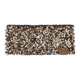 C.C Sequin Headwrap for Women - Stretchable Soft Warm Knit Winter Headband Ear Warmer (Hot Pink)