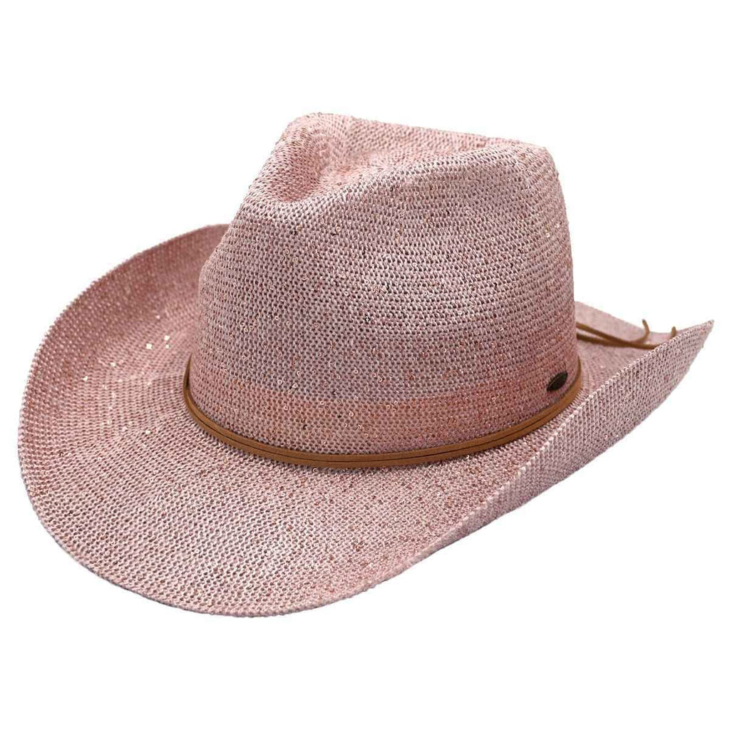 C.C Sparkly Sequin Cowboy Hat with Suede String Trim  display picture 1