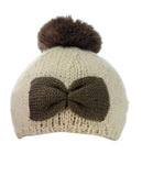 NYfashion101 Soft Pom Pom Two Tone Handmade Bow Knit Beanie Hat