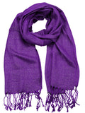NYFASHION101 Women's Sheer Metallic Braided Tassel Ends Scarf Shawl Wrap