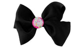 NYFASHION101 Toddlers' Girls' Unicorn Button Grosgrain Ribbon Bow Alligator Clip