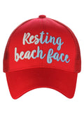 C.C Ponycap Color Changing Embroidered Quote Adjustable Trucker Baseball Cap, Resting Beach Face