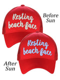 C.C Ponycap Color Changing Embroidered Quote Adjustable Trucker Baseball Cap, Resting Beach Face