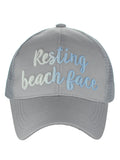 C.C Ponycap Color Changing Embroidered Quote Adjustable Trucker Baseball Cap, Resting Beach Face