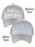 C.C Ponycap Color Changing Embroidered Quote Adjustable Trucker Baseball Cap, Resting Beach Face