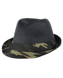 C.C. Unisex Camouflage Band and Brim Weaved Fedora Trilby Hat
