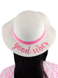 C.C Children's Weaved Crushable Beach Embroidered Quote Flop Brim Sun Hat