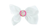 NYFASHION101 Toddlers' Girls' Unicorn Button Grosgrain Ribbon Bow Alligator Clip