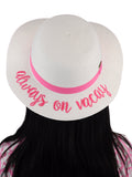 C.C Children's Weaved Crushable Beach Embroidered Quote Flop Brim Sun Hat