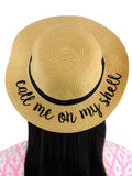 C.C Children's Weaved Crushable Beach Embroidered Quote Flop Brim Sun Hat