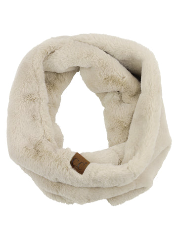 C.C Women's Soft Faux Fur Feel Neck Warmer Collar Infinity Scarf