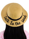 C.C Children's Weaved Crushable Beach Embroidered Quote Flop Brim Sun Hat