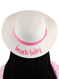 C.C Children's Weaved Crushable Beach Embroidered Quote Flop Brim Sun Hat