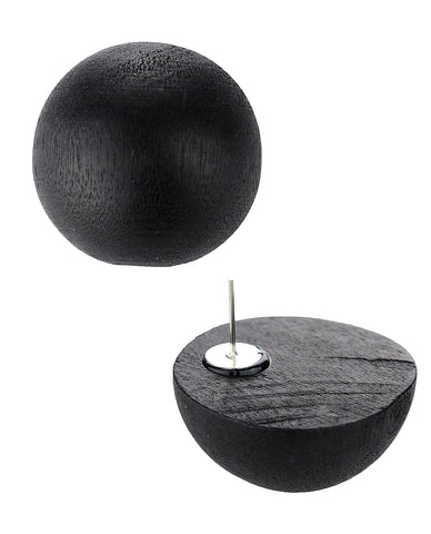 Women's Fashion Chic Wood Ball Stud Pierced Earrings