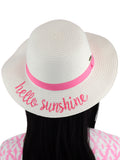 C.C Children's Weaved Crushable Beach Embroidered Quote Flop Brim Sun Hat