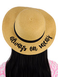 C.C Children's Weaved Crushable Beach Embroidered Quote Flop Brim Sun Hat