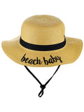 C.C Children's Weaved Crushable Beach Embroidered Quote Flop Brim Sun Hat