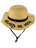 C.C Children's Weaved Crushable Beach Embroidered Quote Flop Brim Sun Hat
