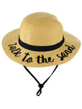 C.C Children's Weaved Crushable Beach Embroidered Quote Flop Brim Sun Hat