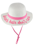 C.C Children's Weaved Crushable Beach Embroidered Quote Flop Brim Sun Hat