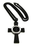 Polished Veritas Aequitas Pendant 5mm Black Cuban Chain Necklace, Silver-Tone