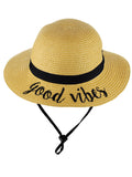 C.C Children's Weaved Crushable Beach Embroidered Quote Flop Brim Sun Hat
