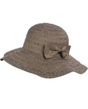 NYFASHION101 Crushable Two Tone Weaved Removable Bow Floppy Brim Sun Hat