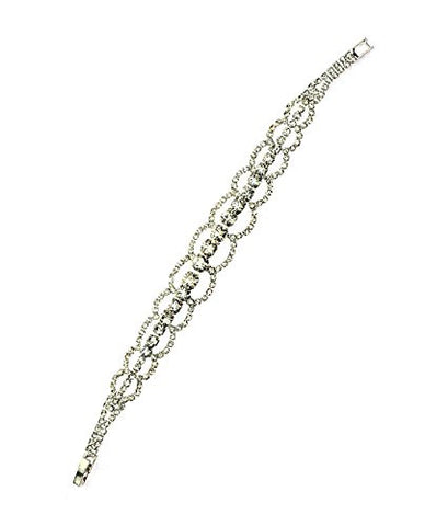 Clear Rhinestone Pave Dress Bracelet in Silver-Tone
