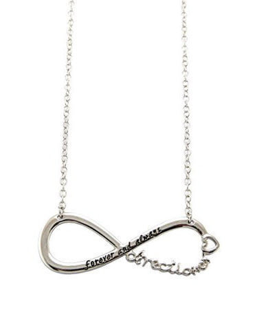 Directioner® Fans 'Forever and Always' Infinity Necklace - Black Inscription/Silver-Tone XC343RBK