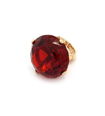 Extra Big Red Rhinestone Stretch Ring in Gold-Tone