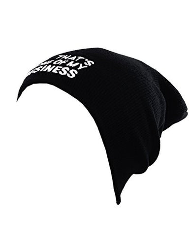 But That's None Of My Business Patched Logo Unisex Black Slouch Warm Knit Beanie