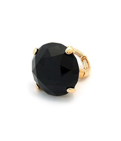 Extra Big Jet Rhinestone Stretch Ring in Gold-Tone