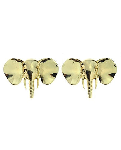 Gold-Tone Elephant Head Charm Stud Earrings