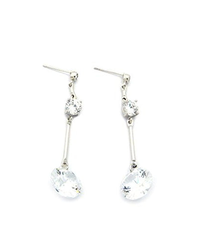 Women's Clear Cut Cubic Zirconia Dangling Pierced Earrings in Silver-Tone