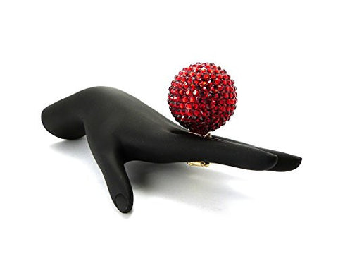 Extra Big Red Disco Ball Stretch Ring in Gold-Tone
