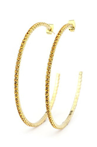 Tangerine Swarovski Elements 55mm Flex Hoop Earrings in Gold-Tone MADE IN KOREA IKE1002GT