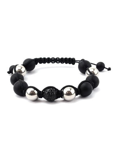 Grey Encrusted Ball w/ Metal and Matte Beads Shamballa Bracelet MHB55HE