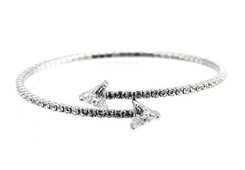 Swarovski Elements Flex Bracelet with Trillion-Cut Stone Tips - Silver-Tone MADE IN KOREA IKB1008R