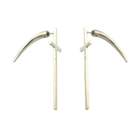 Unique Spike Back Silver Color Cross Earrings OE1054RD