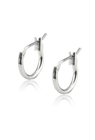 Hypo-Allergenic 0.40" (10mm) Simple Plain Hoop Earrings in Silver-Tone