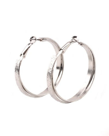 High Quality Hypo-Allergenic Wide Criss-Cross 40mm Hoop Earrings in Silver-Tone MADE IN USA