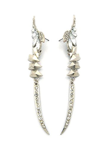Marquise Stone Pave Fang Drop Earrings in Silver-Tone