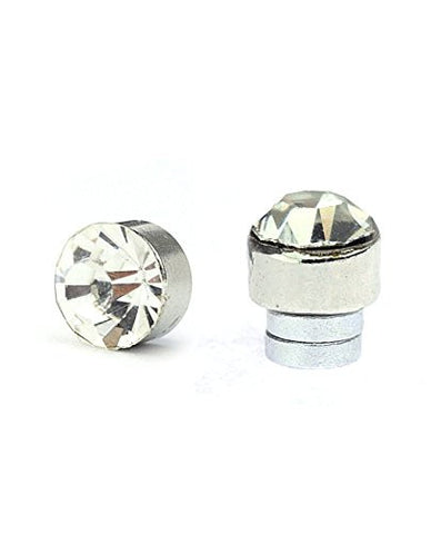 Round Cut 3mm (0.10") Clear Stone Surgical Steel Magnetic Stud Earrings in Silver-Tone