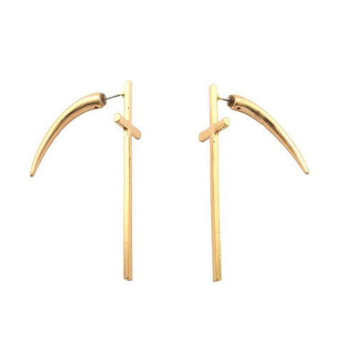 Unique Spike Back Gold Color Cross Earrings OE1054GD