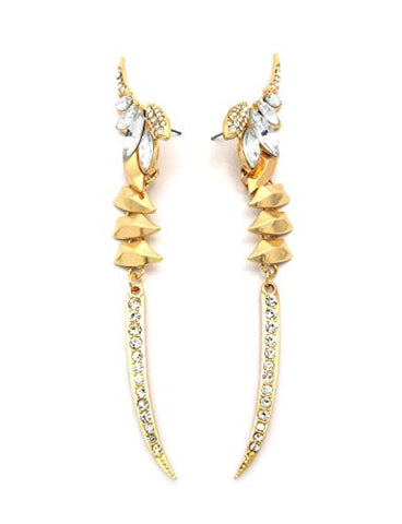 Marquise Stone Pave Fang Drop Earrings in Gold-Tone